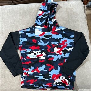Nike Kids Camo Hoodie - Blue, Red, Black